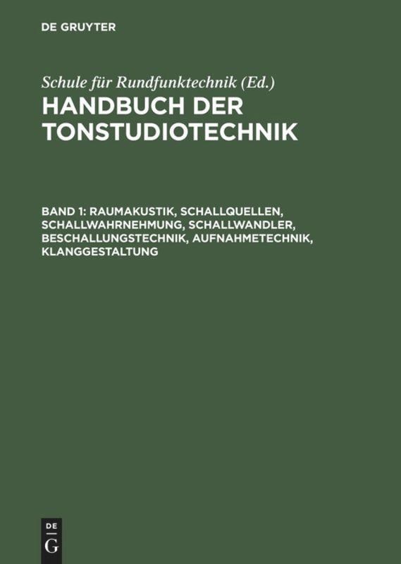 Cover: 9783598105890 | Raumakustik, Schallquellen, Schallwahrnehmung, Schallwandler,...